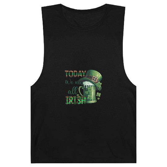 Mens St Patricks Day All Irish Green Shamrock Barnard Tanks