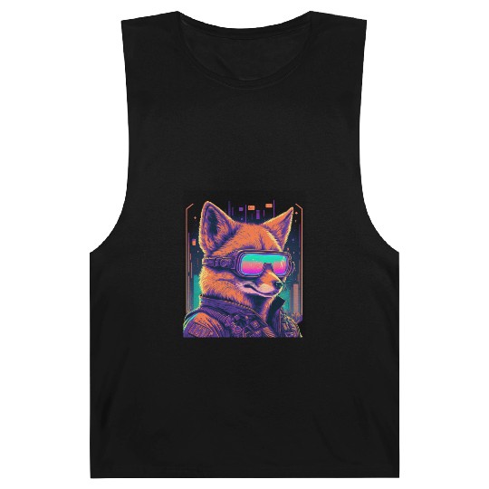 Retro Futuristic Synthwave Fox Barnard Tanks