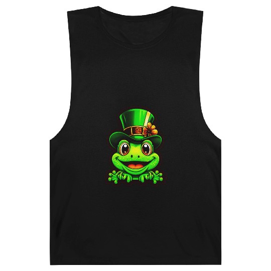 Grinning Frog Wears St. Patrick Day Top Hat Barnard Tanks