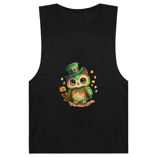 St Patrick's Day Irish Funny Owl Saint Patrick Barnard Tanks