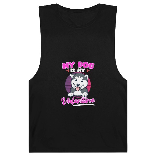 Husky Dog Is My valentine Love Valentine's Day Barnard Tanks