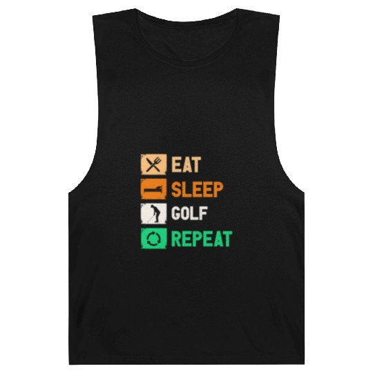 Eat Sleep Golf Repeat Funny Gaming Barnard Tanks