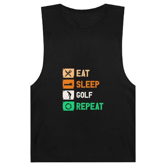 Eat Sleep Golf Repeat Funny Gaming Barnard Tanks