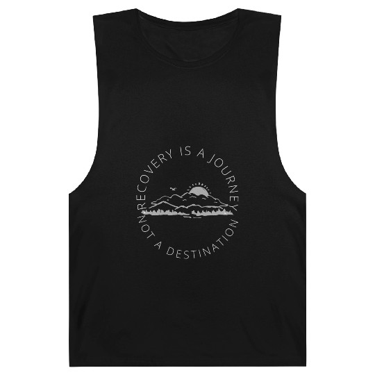 recovery is a journey grey text, 12 step gifts Barnard Tanks