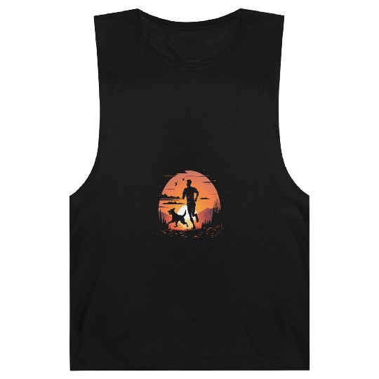 Runner Dog Animal Lover Dog Dad Silhouette Barnard Tanks