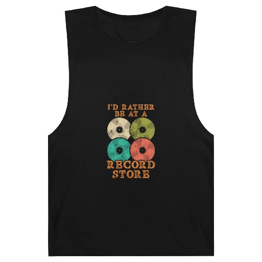 I'd Rather Be At A Record Store Vinyl Player Music Barnard Tanks