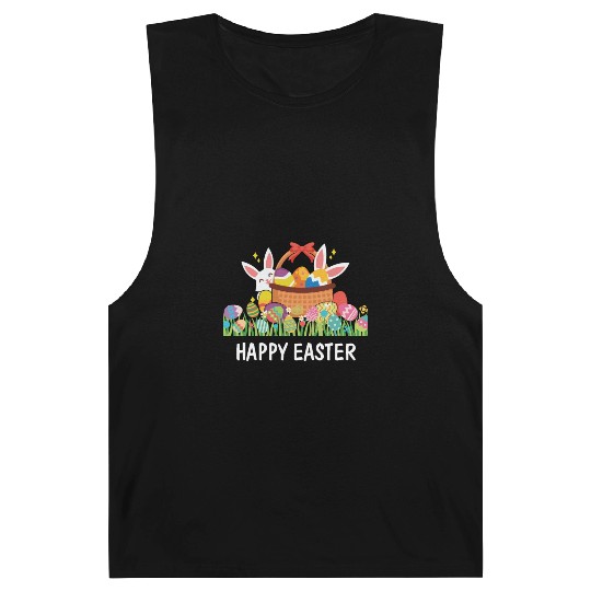 HAPPY EASTER Bunny Egg Hunt Wagon Girls Kids Mom Barnard Tanks