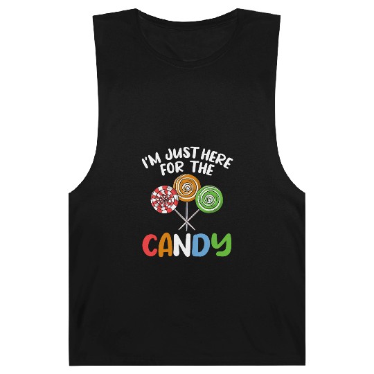 I'm Just Here For The Candy Lollipop Halloween Cos Barnard Tanks