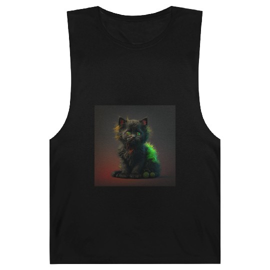 Cute black kitten blended with a wicked spider Barnard Tanks