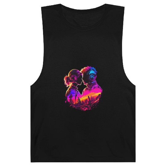 Embrace the Future with Cyberpunk Couples in Love Barnard Tanks