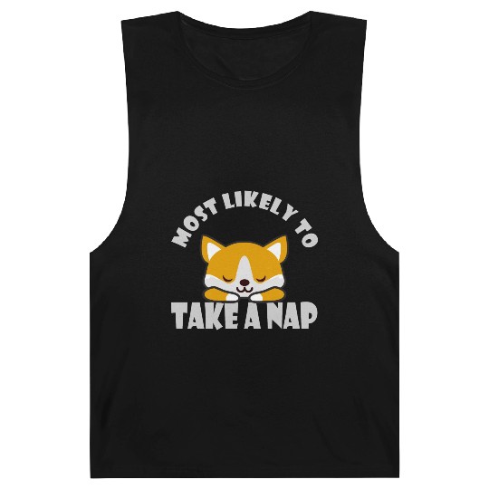 Most Likely To Take A Nap Funny Corgi Dog Saying Barnard Tanks