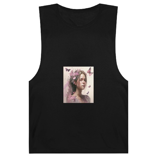 Breast Cancer Survivor Pink Flower Hair Girl Barnard Tanks
