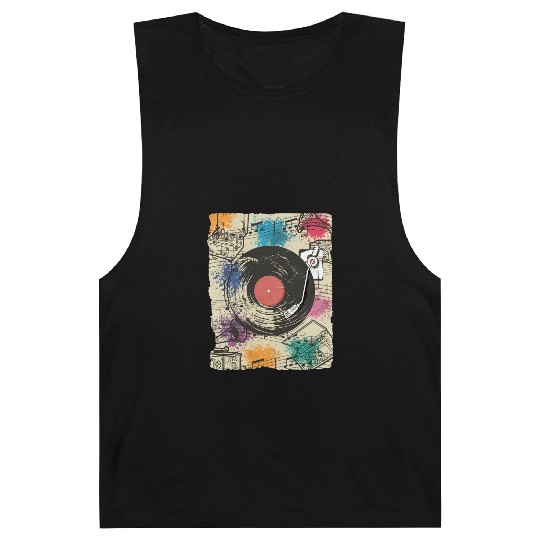 80's Vinyl Turntable Music Player Retro DJ Musicia Barnard Tanks