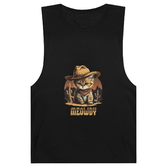 Meowdy - Funny Mashup Between Meow and Howdy - Cat Barnard Tanks