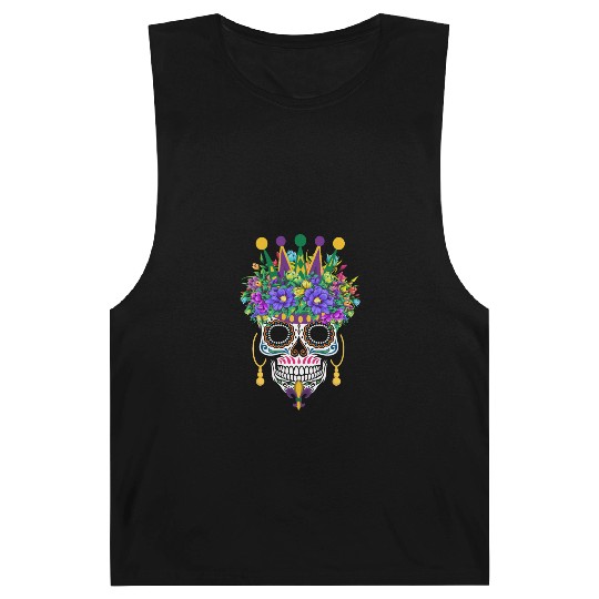 Mardi Gras Mask Flower Sugar Dia De Los Muertos Barnard Tanks