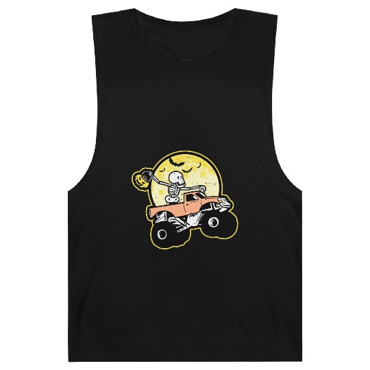 Funny Halloween Skeleton Trucker Barnard Tanks