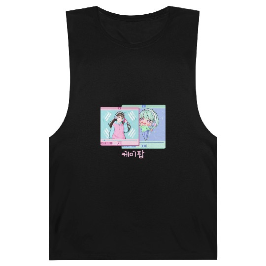 Cute Anime Kpop Girl Finger Heart Saranghae Barnard Tanks