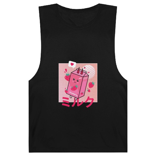 Strawberry Milk Shake Funny Retro 90s Japanese Barnard Tanks