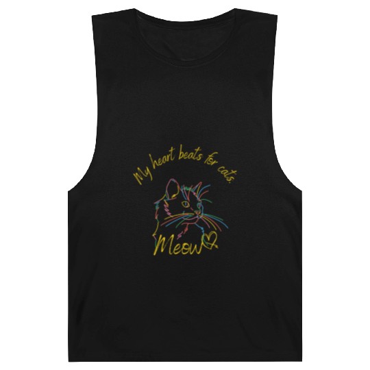 My heart beats for cats Funny Meow Barnard Tanks