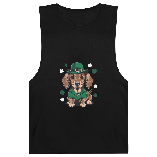 St Patricks Day Dachshund Weiner Dog Shamrock Barnard Tanks