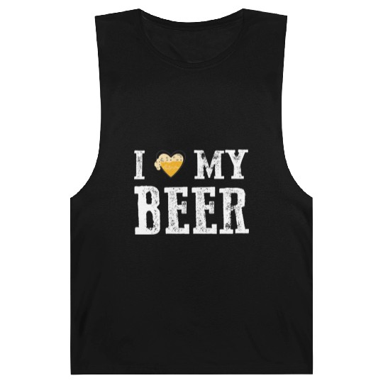 I Love My Beer Funny valentine's day Barnard Tanks