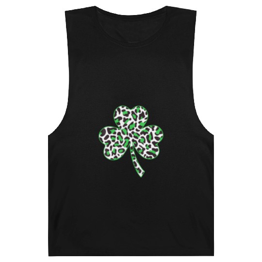 Cute Shamrock Leopard Print St Patricks Day Irish Barnard Tanks