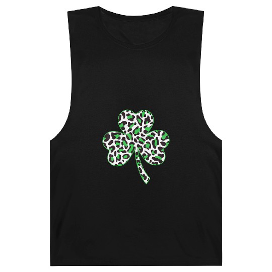 Cute Shamrock Leopard Print St Patricks Day Irish Barnard Tanks