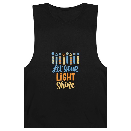 Funny Hanukkah Let Your Light Shine Menorah Adults Barnard Tanks