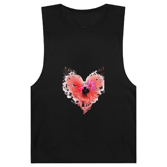 Stormy love heart kisses man and woman Barnard Tanks