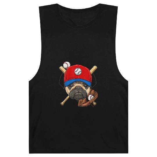 Baseball Player Coach Pug Dog Lover Pug Mom Barnard Tanks