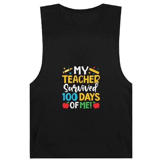 My Teacher Survived 100 Days Of Me Teacher Novelty Barnard Tanks