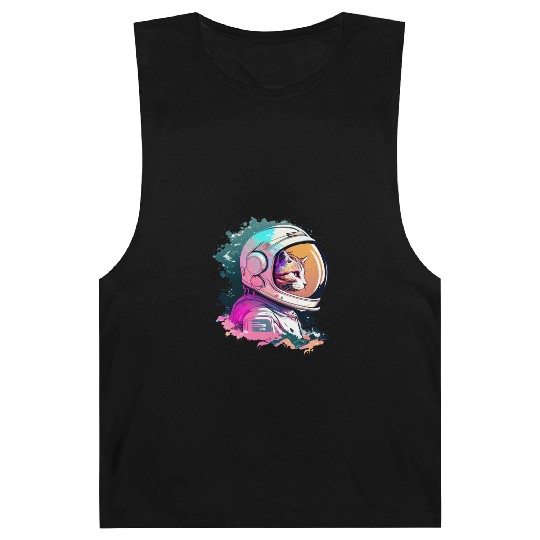 Aesthetic Vaporwave Space Cat 80s 90s Astronaut Barnard Tanks