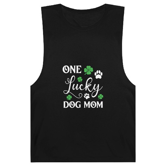 One Lucky Dog Mom Funny St Patricks day Barnard Tanks