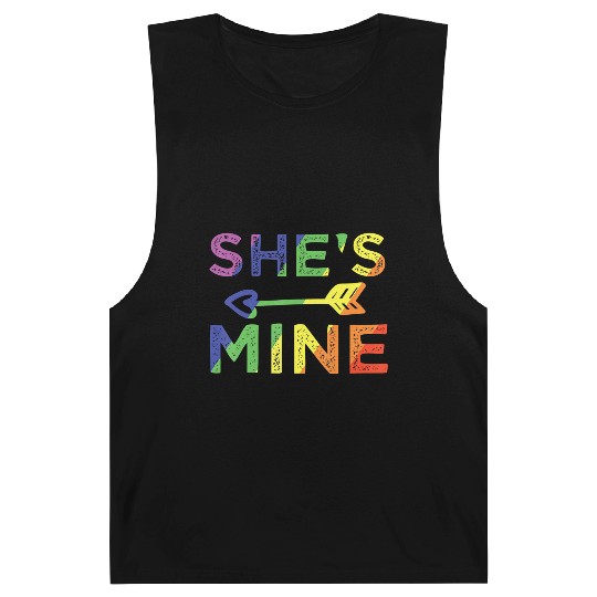 Lesbian Couple She s Mine I m Hers Matching LGBT Barnard Tanks