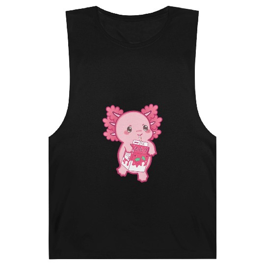 Kawaii Axolotl Strawberry Milk Teen Girl Kids Japa Barnard Tanks