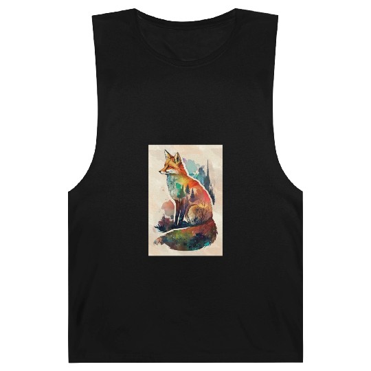 Fox watercolor woodland forest animal wild animal Barnard Tanks