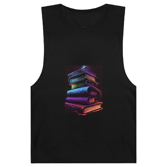 Synthwave Book Stacks Design - Retro Vibes Barnard Tanks