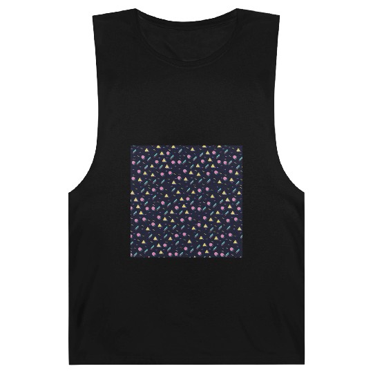 90s Navy + CMYK Bus Seat Retro Geometric Pattern Barnard Tanks