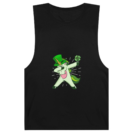 Dabbing unicorn shamrock St. Patrick's Day Barnard Tanks