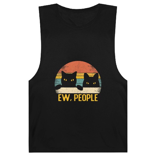 Ew People Black Cat Vintage Retro â Funny Cat T Sh Barnard Tanks