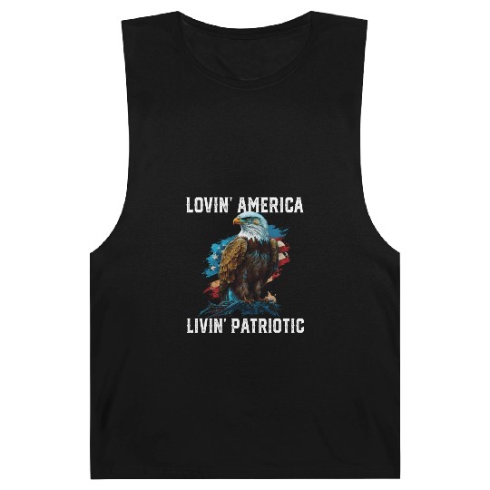 Lovin America Livin Patriotic American Bald Eagle Barnard Tanks