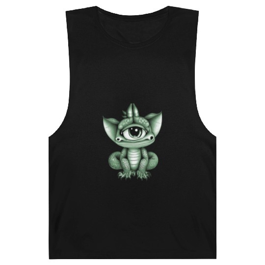 cute adorable one eyed dragon green Barnard Tanks