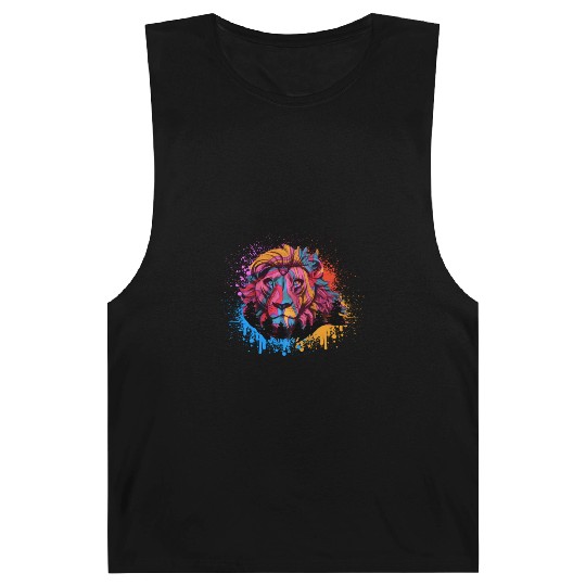 Colorful Rainbow Lion Leo Animal Abstract Color Barnard Tanks
