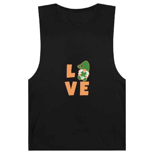 Love Gnome St Patricks Day Woman, Lucky Clover Barnard Tanks