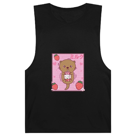 Kawaii Sea Otter Strawberry Milk Shake Otaku Barnard Tanks