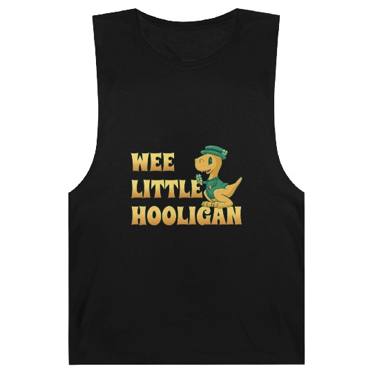 Wee Lil Hooligan loves Dinosaur St Patrick Day Barnard Tanks