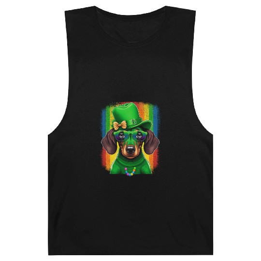 St. Patricks Day Dachshund Wiener Dog Shamrock Barnard Tanks