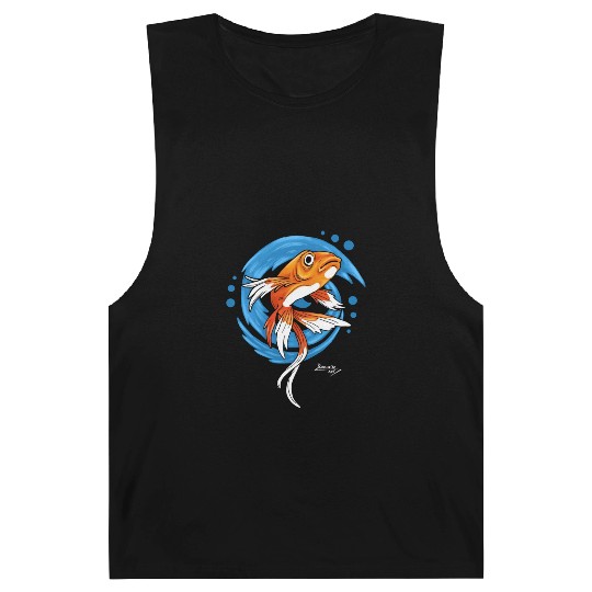 Carp Koi Fish on Blue waves green Barnard Tanks
