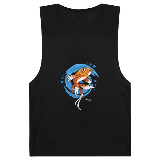 Carp Koi Fish on Blue waves green Barnard Tanks