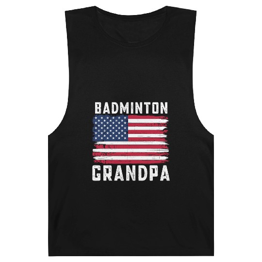 Badminton Grandpa American Flag July Barnard Tanks